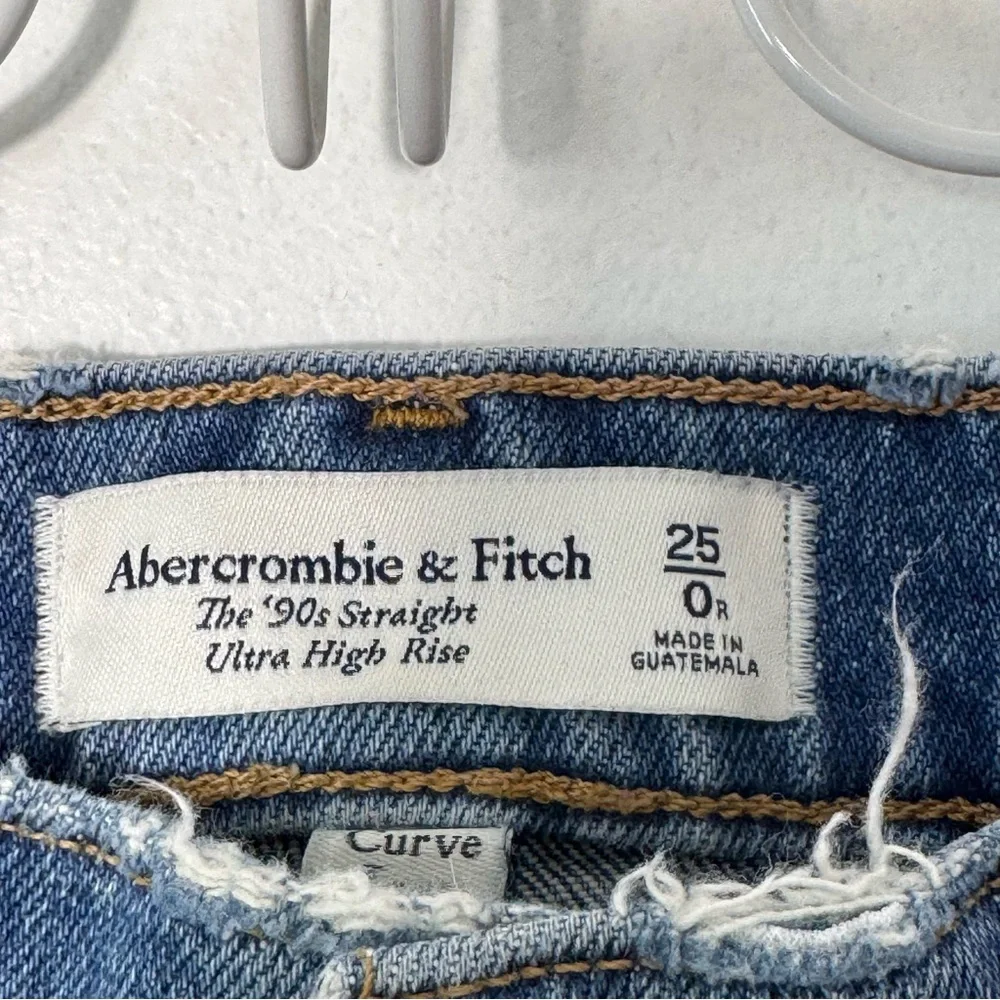 Abercrombie & Fitch Curve Love Ultra High Rise 90s Straight Floral Boho Jeans 25 - Picture 7 of 13